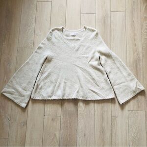 Oak + Fort Wool Blend Bell Sleeve Sweater in Cream